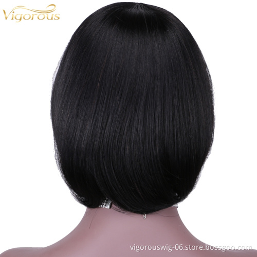 Straight black cheap wholesale short glueless private label inch bob pixie cut brazilian 100% real human hair wig black women